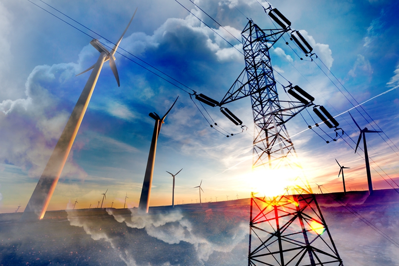覓知網_抽象雙重曝光可再造能源風電場風力渦輪機新能源發(fā)電_1581154